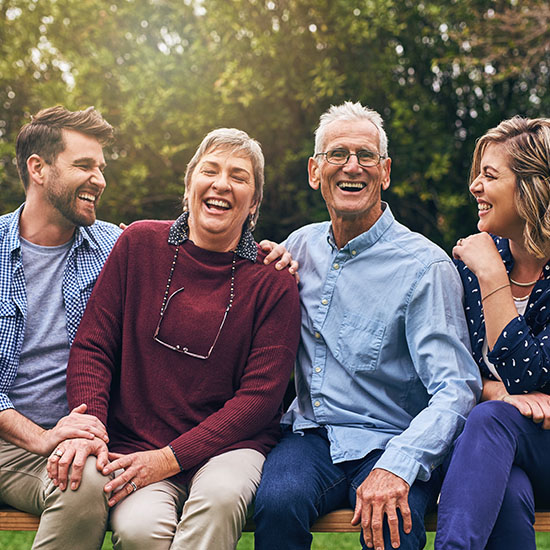 Family laughing and having a good time